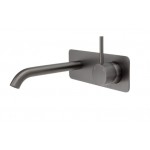 Kaya Up Wall Basin/Bath Mixer Set, Gun Metal, Square Plate, 160mm Outlet